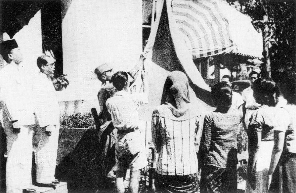 Indonesian flag raised 17 August 1945
